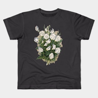 19th Century White Flowers Lithograph Kids T-Shirt